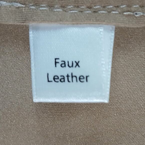 Magaschoni Large Faux Leather/Suede Beige Wrap Trench Coat Mid-Weight SOFT - Picture 12 of 13